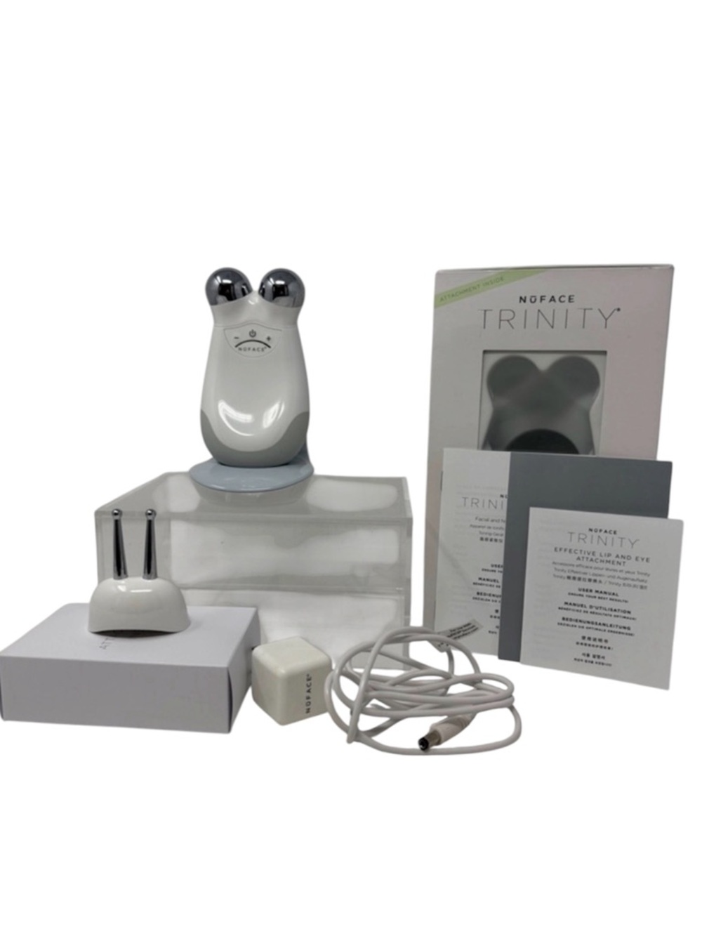 NuFace Trinity Facial Toning Device plus Eye/Lip Attachment in White and Silver